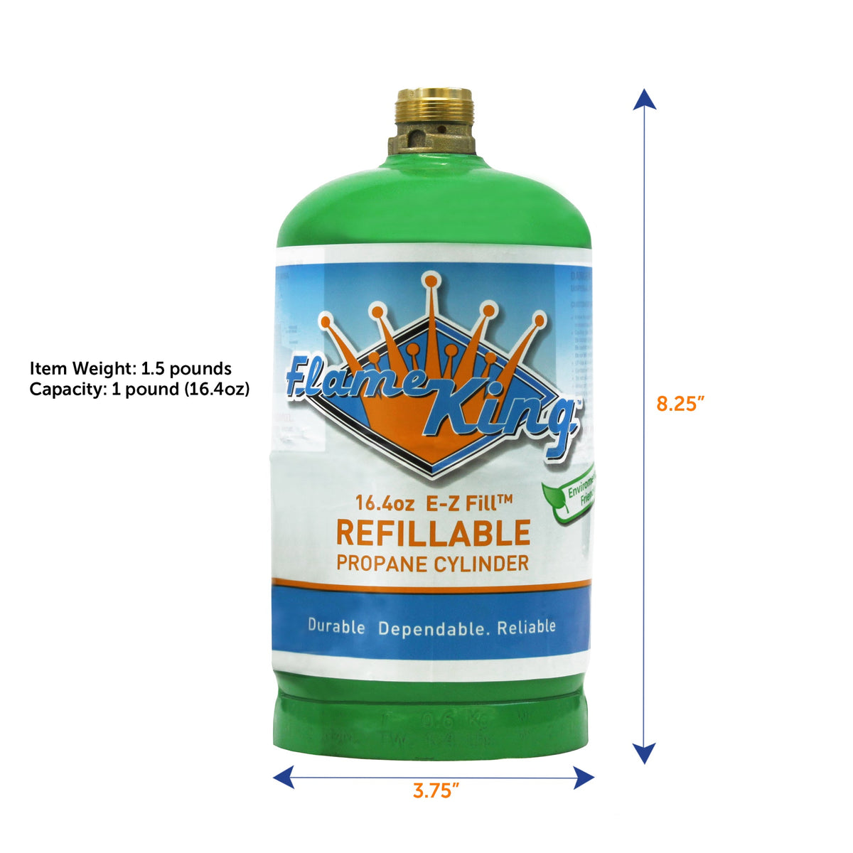 Flame King Refillable 1 lb Propane Cylinder, DOT-Certified LP Tank