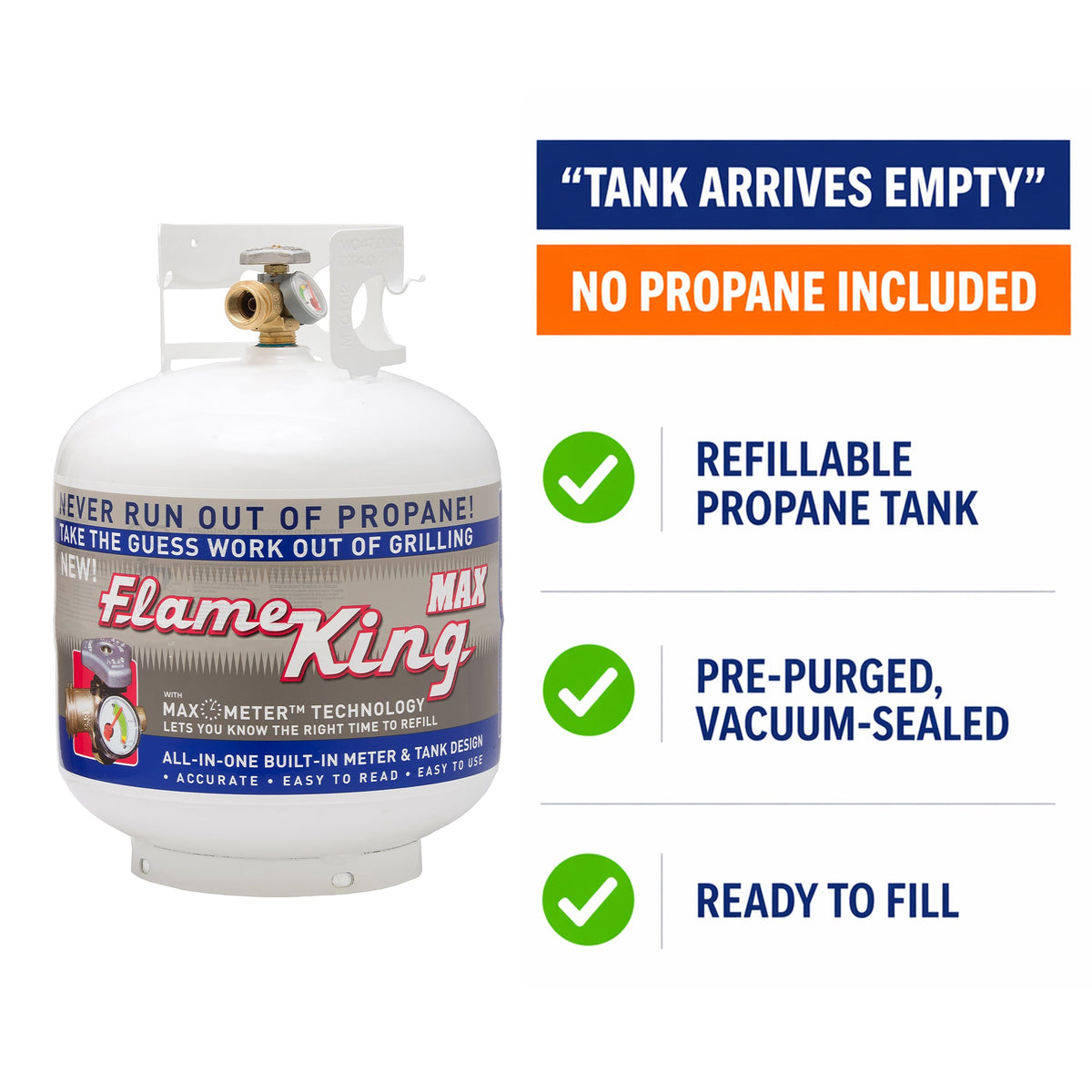Flame King 20lb Propane Tank LP Cylinder with OPD & Gauge