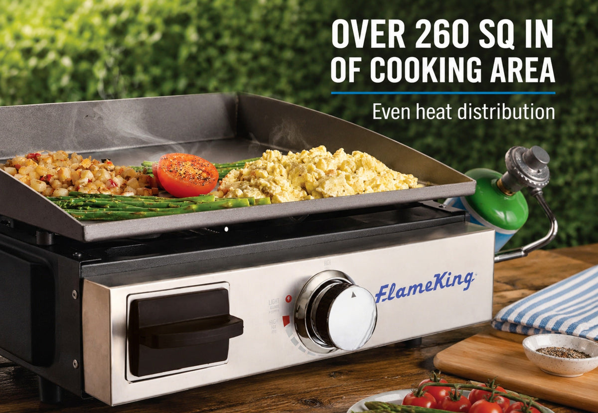 Flame King Flat Top Portable Propane Cast Iron Grill Griddle