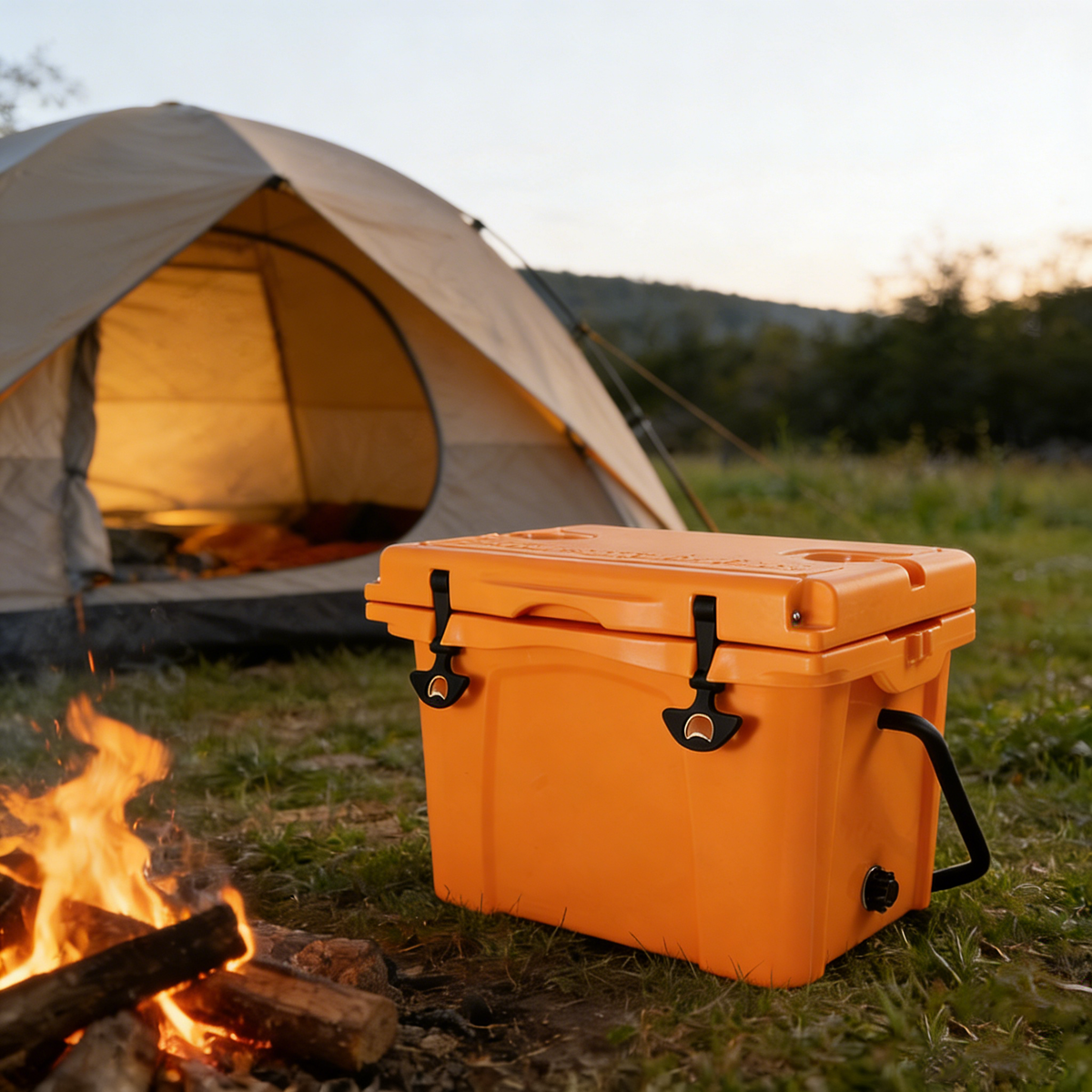25QT Portable Cooler with Extended Ice Retention and Bottle Opener - Orange, Grey, or Blue