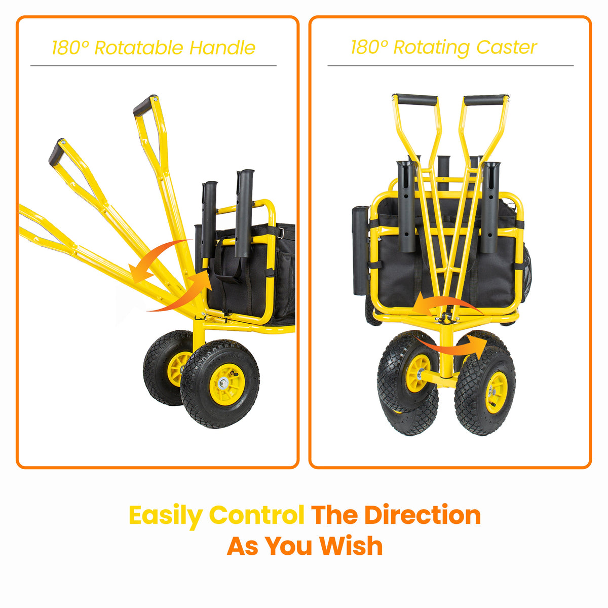 Collapsible Fishing Cart Beach Wagon with All-Terrain Wheels - Yellow or Green