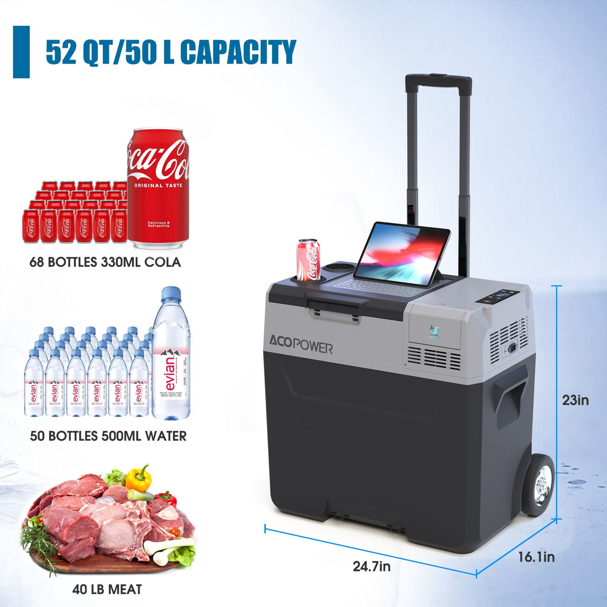 Portable Freezer with App Control and Off-Road Wheels