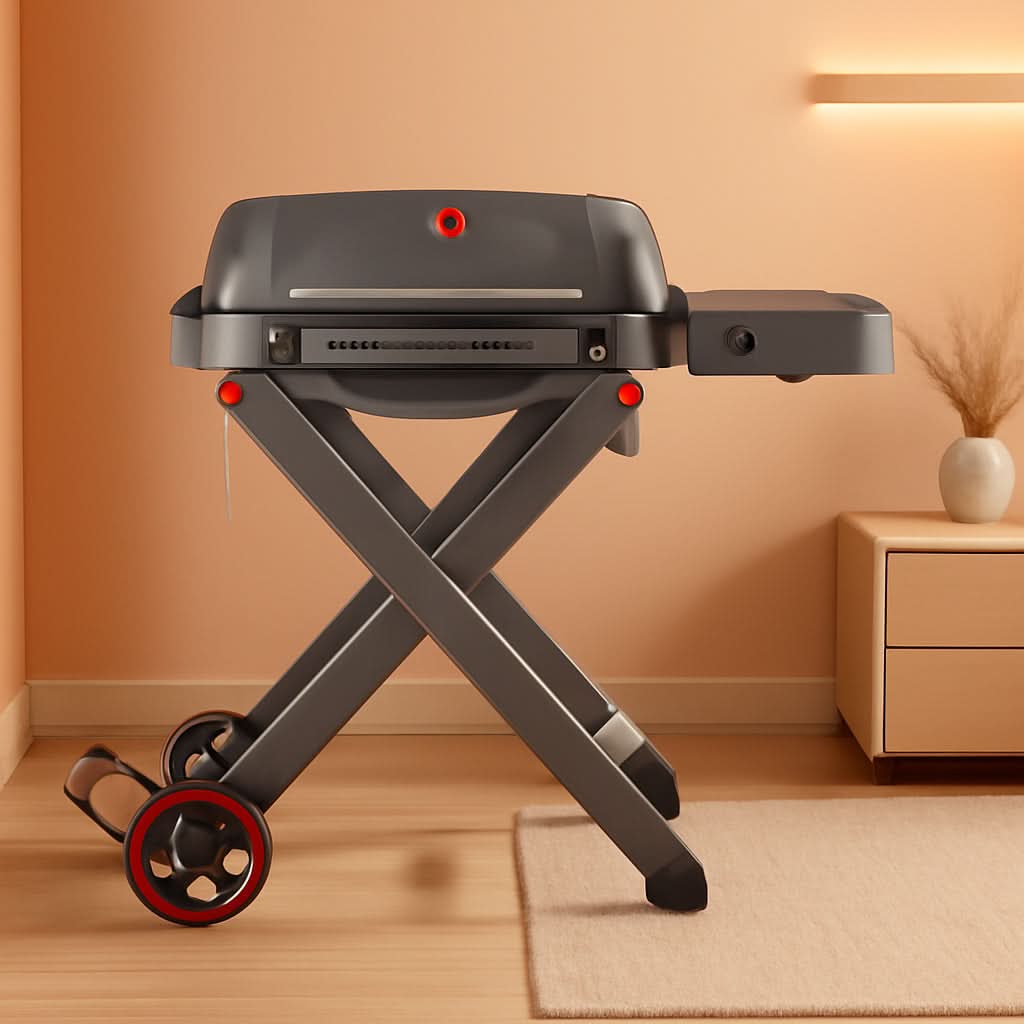 Grey Ultra Compact Propane Grill Collapsible Cart BTU 13,000