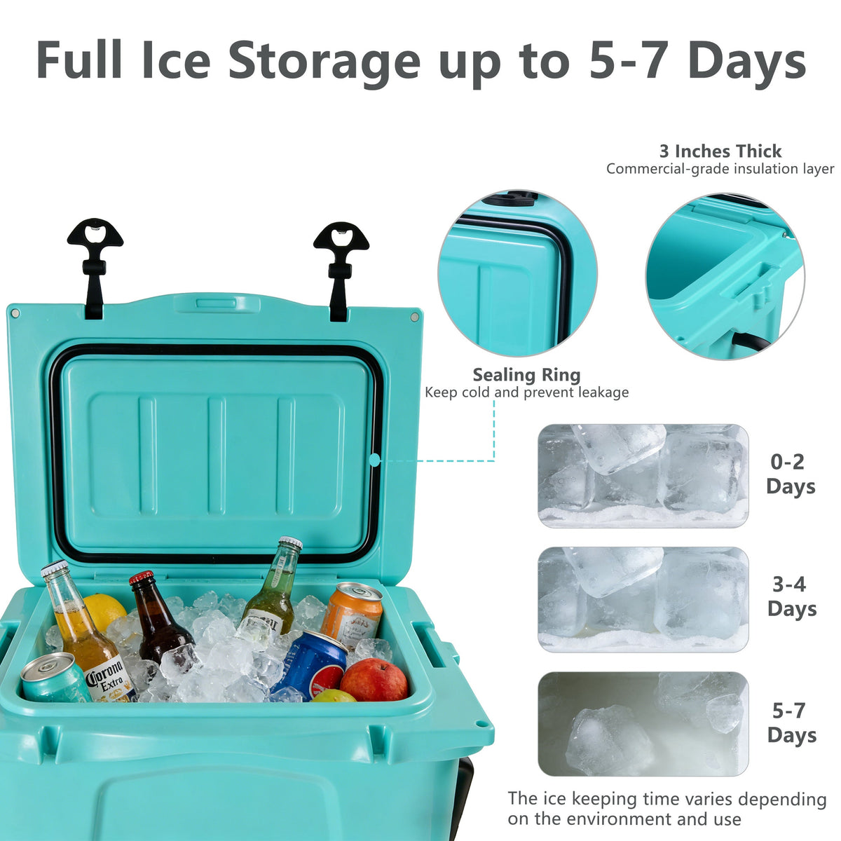25QT Portable Insulated Cooler with Commercial-Grade Foam - Turquoise