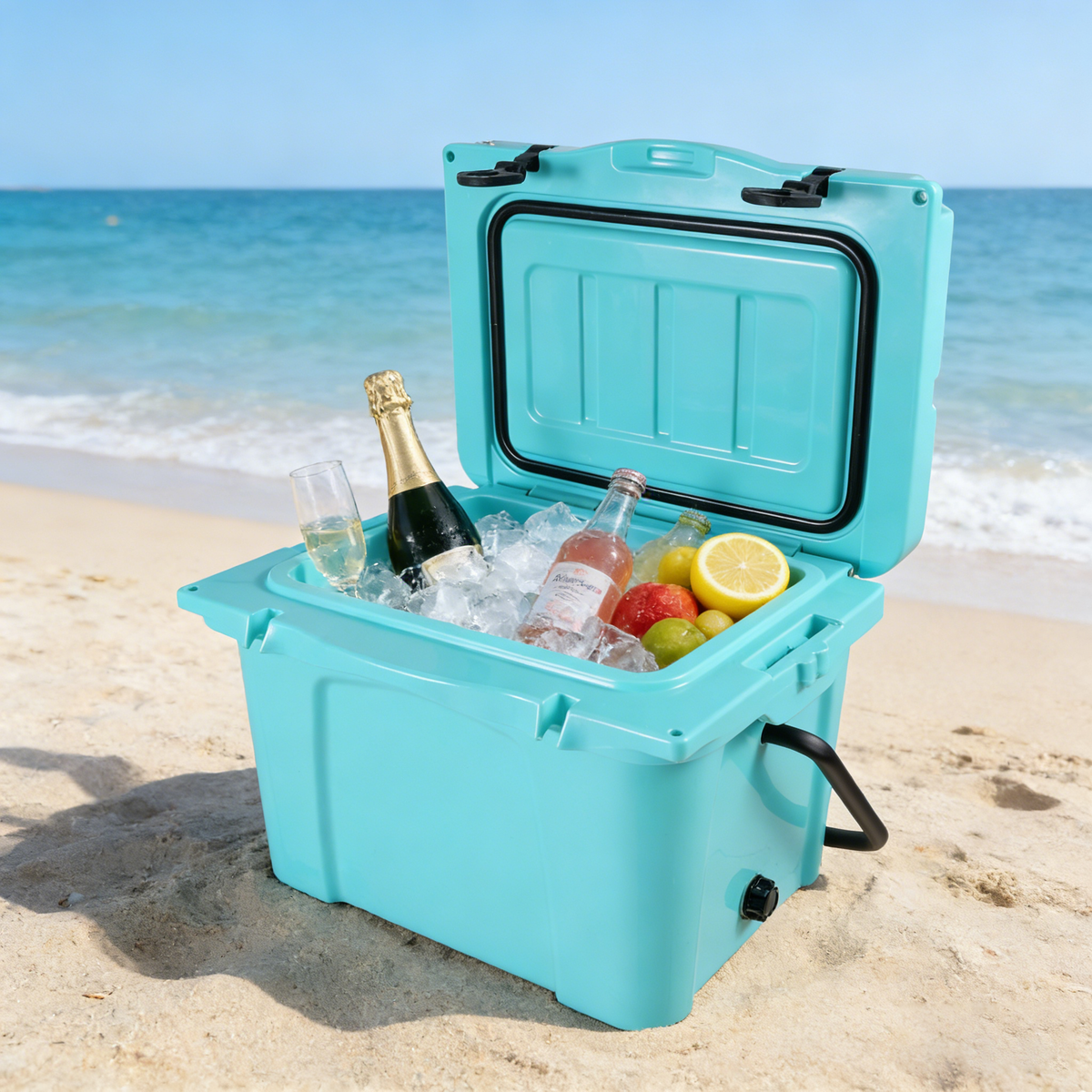 25QT Portable Insulated Cooler with Commercial-Grade Foam - Turquoise