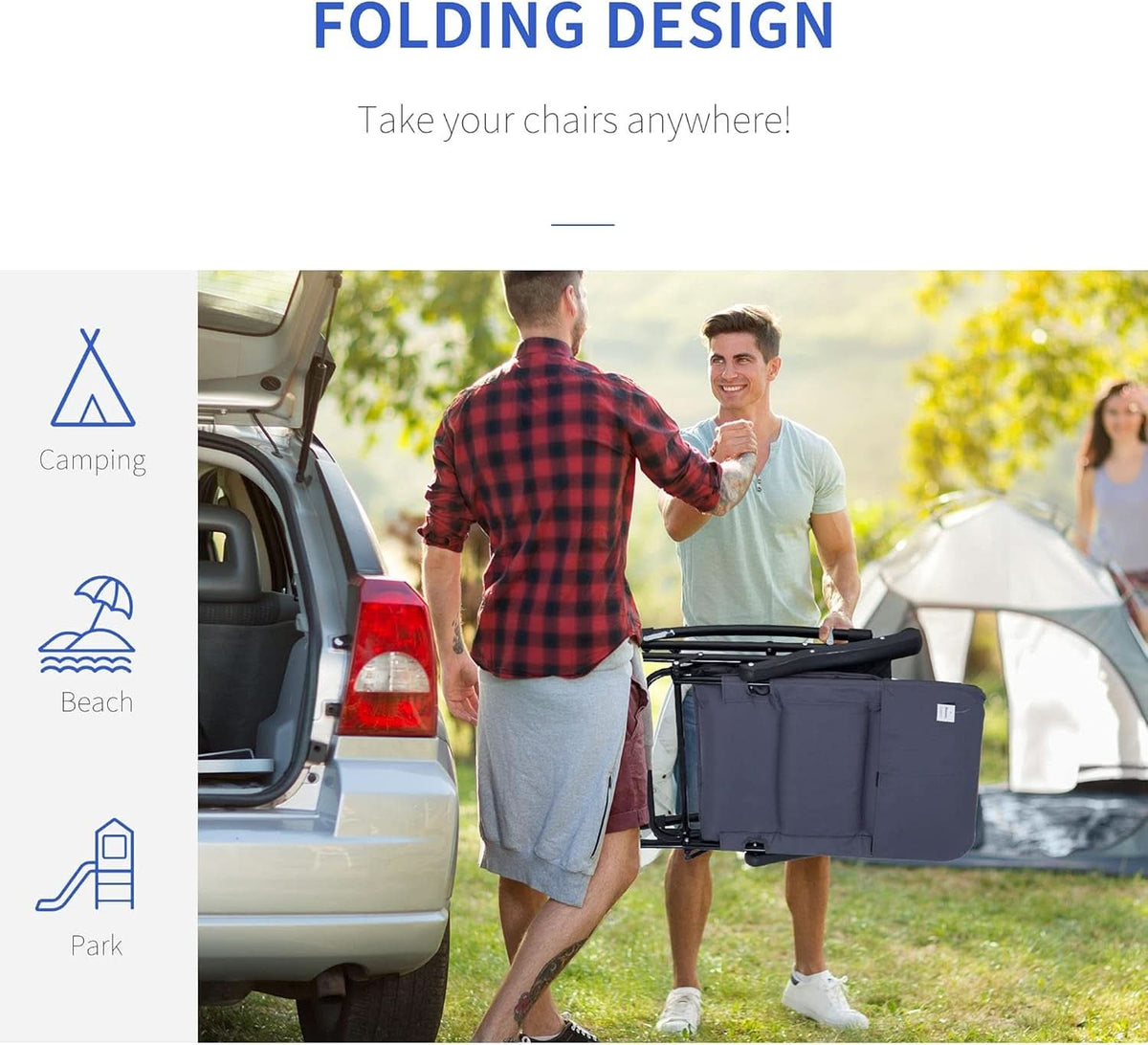 2 Piece Outdoor Patio Furniture Set With Folding Padded Rocking Chairs Navy Blue For Porch Balcony And Camping-3
