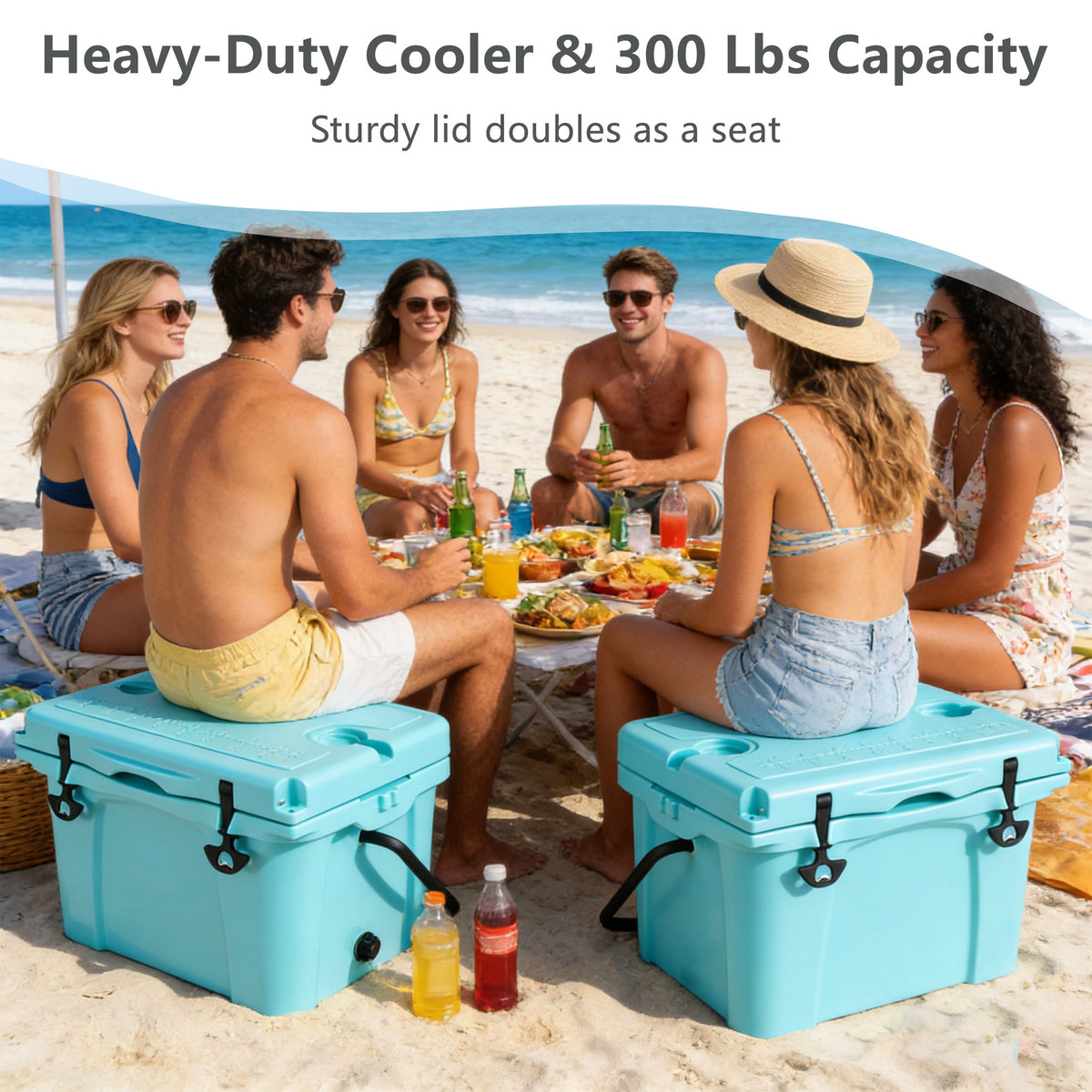 25QT Portable Insulated Cooler with Commercial-Grade Foam - Turquoise