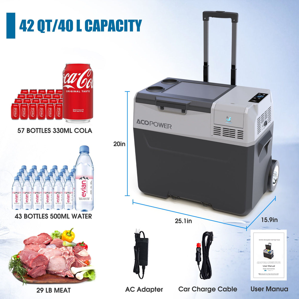 Portable Freezer with App Control and Off-Road Wheels