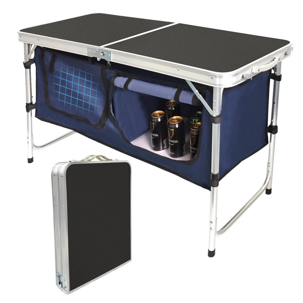 Folding Camping Table with Storage Compartment - Aluminum