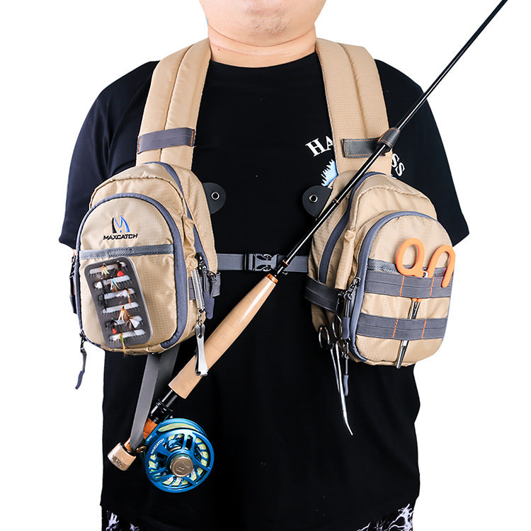 Multi-functional Fly Fishing Tackle Bag with Multiple Pockets, Unisex Chest Pack, Shoulder Fishing Bag