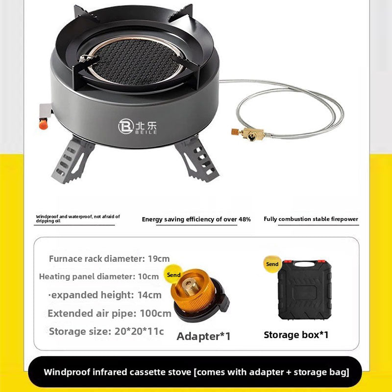 New Explorer 4000W infrared camping stove: portable, windproof, with electronic ignition for outdoor cooking.