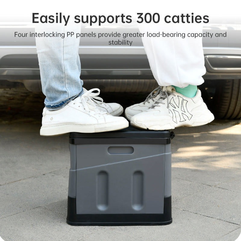 Portable folding camping toilet: adult/child use, self-contained, with lid and seat.