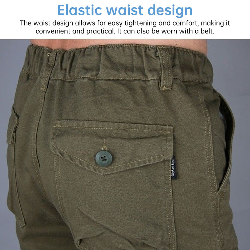 Men's Cotton Cargo Overalls for Camping & Hiking - Straight-Leg, Multi-Pocket Baggy Trousers