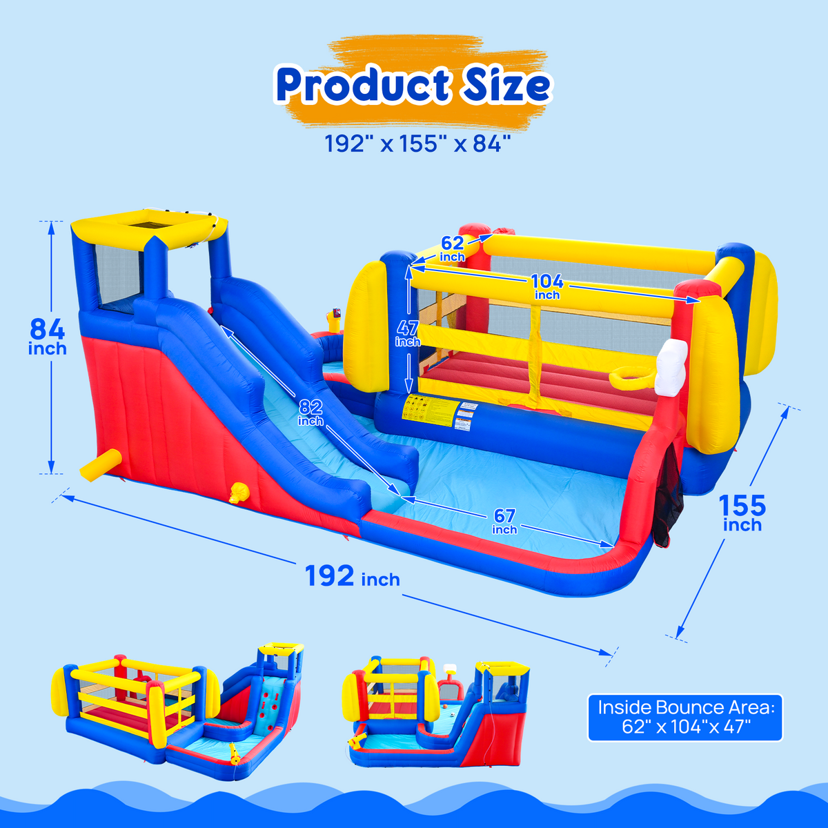 7 in 1 Inflatable Slide Water Park with Multi-Activity Play - Multicolor