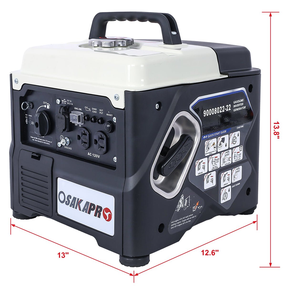 1200W Ultra-Quiet Portable Inverter Generator with Eco-Mode – Aluminum