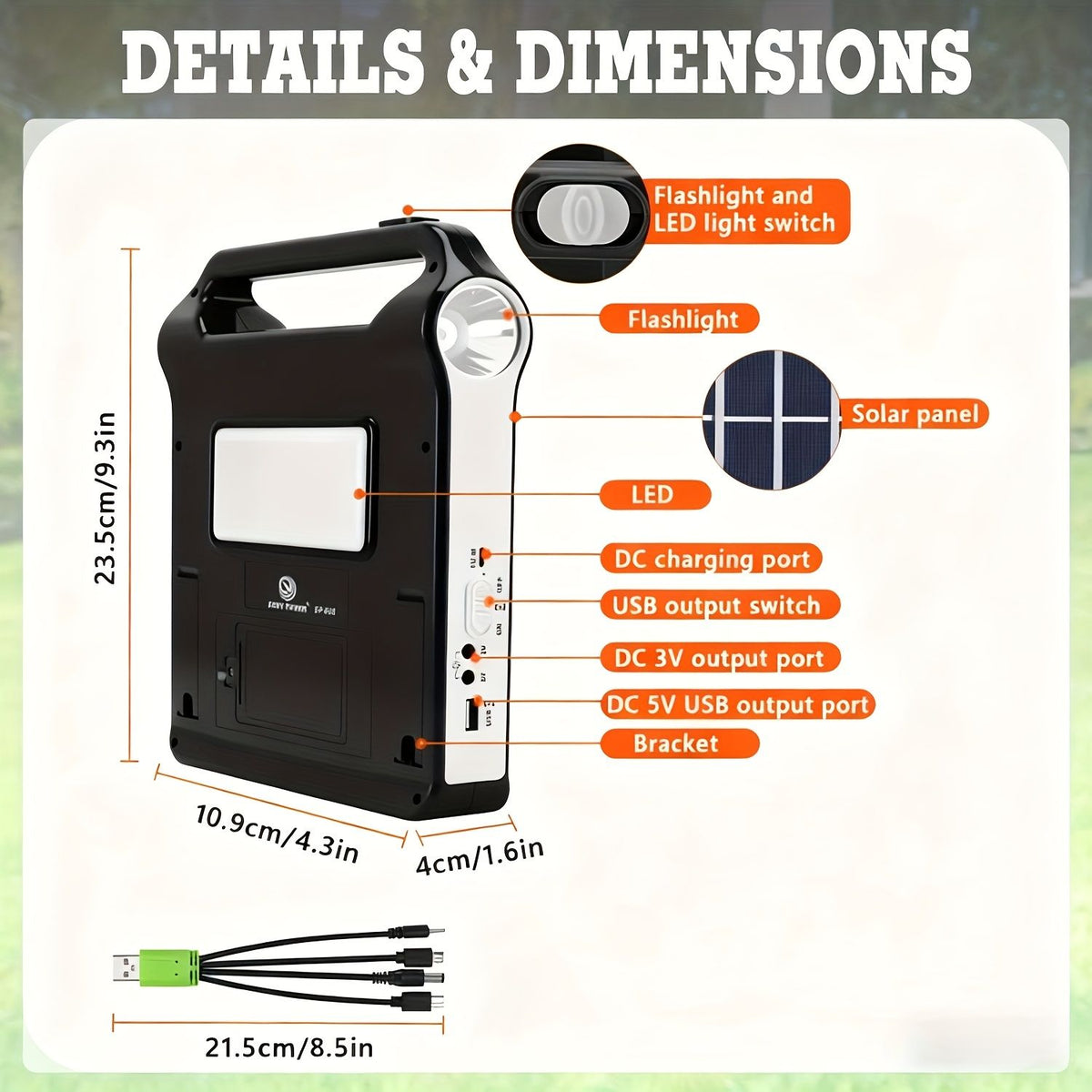 Portable Solar Panel Power Generator Kit with USB Charger