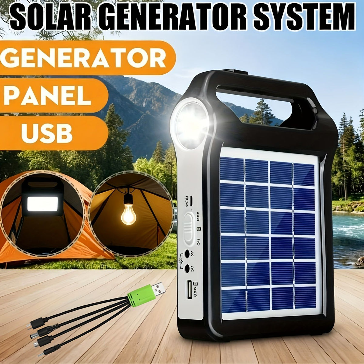 Portable Solar Panel Power Generator Kit with USB Charger