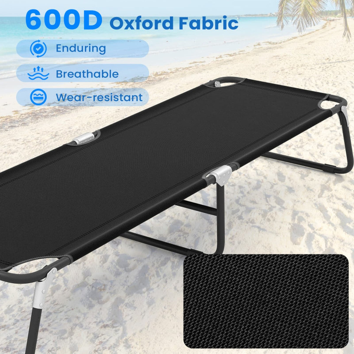 Outdoor Folding Camping Bed Portable Cot 330-lb Capacity
