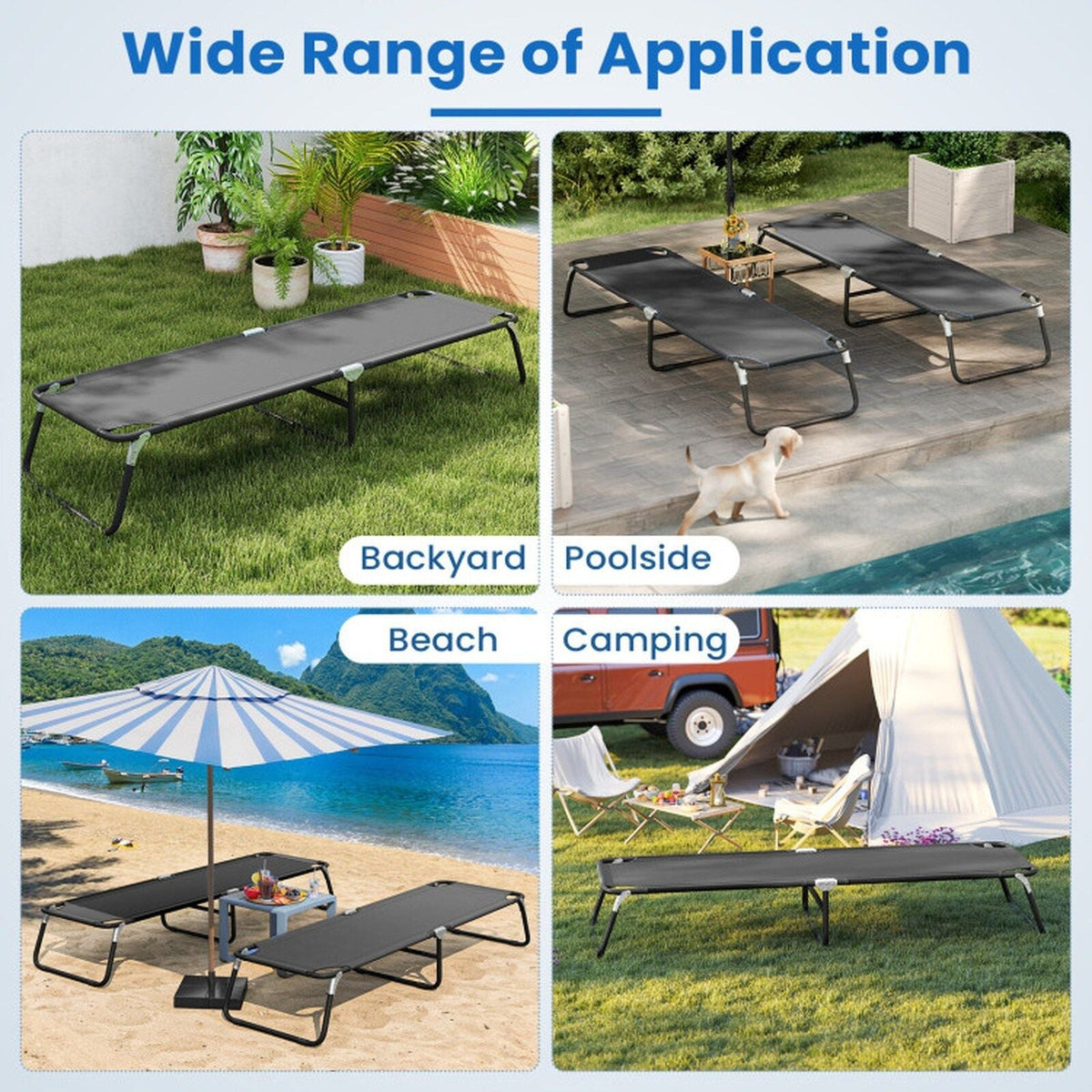 Outdoor Folding Camping Bed Portable Cot 330-lb Capacity