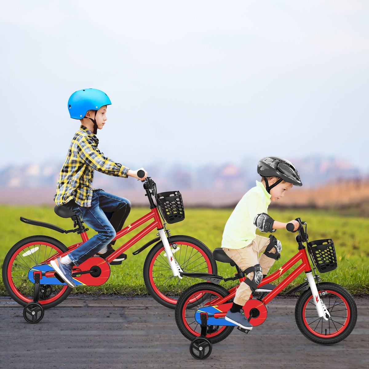 14 Inch Kids Bike Red with Pink Helmet Protective Set